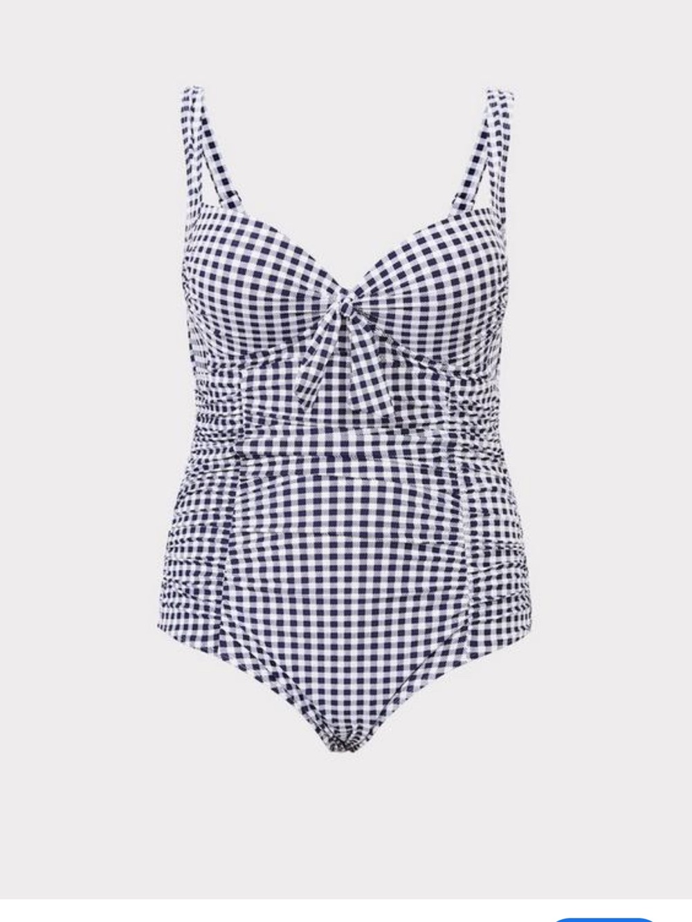TORRID Navy Gingham Tie Front Wireless Ruched One Piece Swimsuit Size 2F / 2X